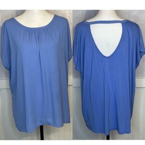 LOFT - lavender, blue blouse, keyhole back size XL